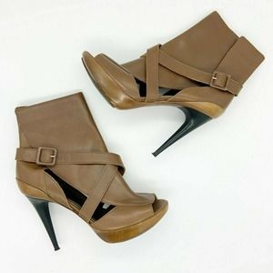 Marni Peep Toe Bootie Stiletto Heel‎ Wrap Buckle